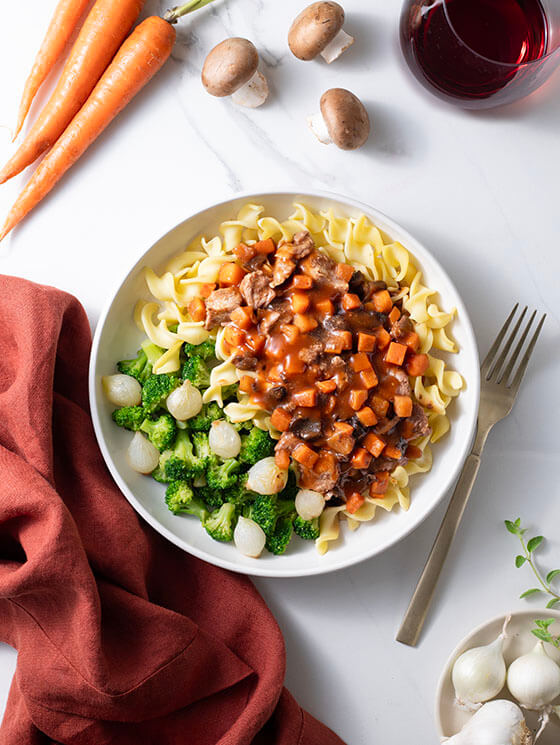 Beef and Noodles with Red Wine Demi-Glace