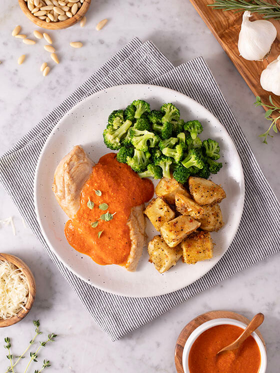 Chicken with Romesco Sauce and Potatoes