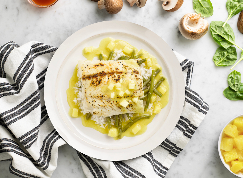 Barramundi Seabass with Sweet Coconut Pineapple Sauce