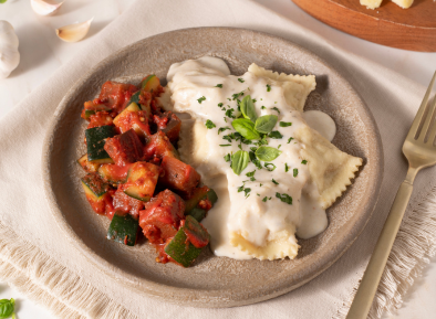 Beef Ravioli with Alfredo Sauce