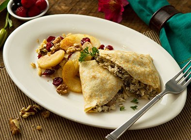 Chicken Mushroom Crepe with Cinnamon Apples