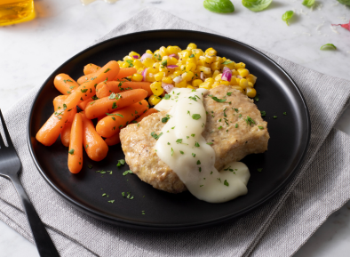 Parmesan Chicken Patty with Honey Glazed Carrots & Corn Salad