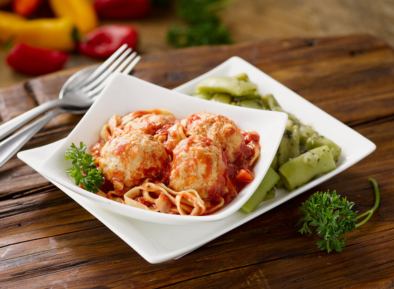 Chicken Meatballs with Marinara & Spaghetti