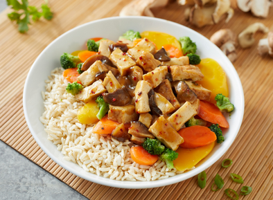 Tofu & Broccoli with Honey Ginger Glazed Carrots