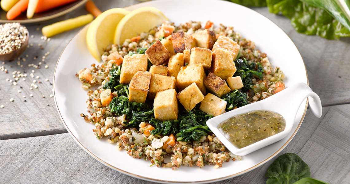 Roasted Tofu and Ancient Grain Salad Bowl