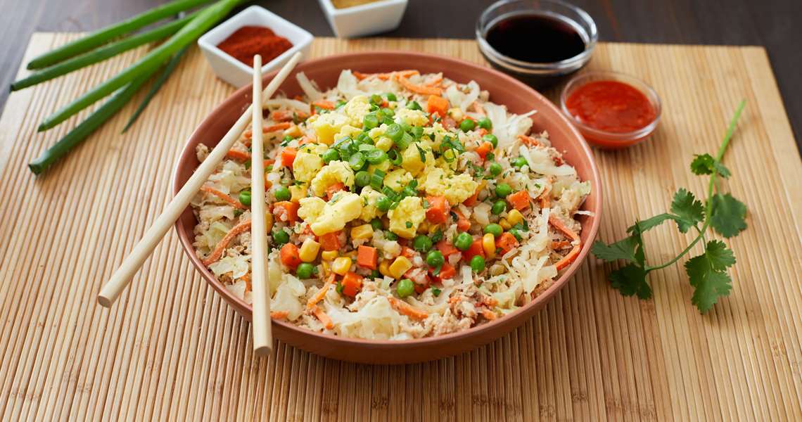 Chicken Egg Roll Bowl with Cauliflower Fried Rice