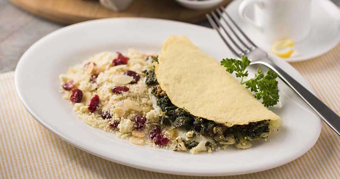 Greek Omelet with Fruited Quinoa