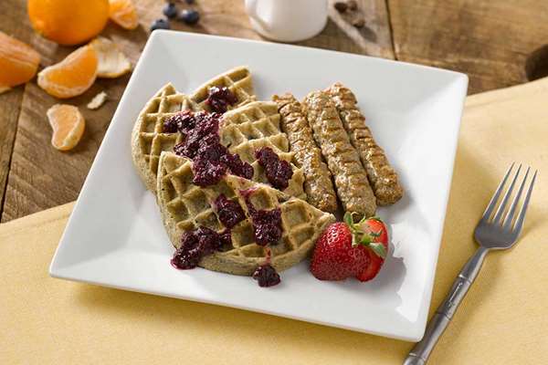 Blueberry Waffles with Mixed Berry Compote